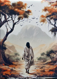 Jesus Walking to Mountain Top